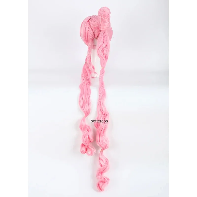 Фото Парик для косплея Sailor Chibi Usa Chibiusa, 120 см, супер длинный розовый термостойкий парик из синтетических волос + шапочка для парика №4