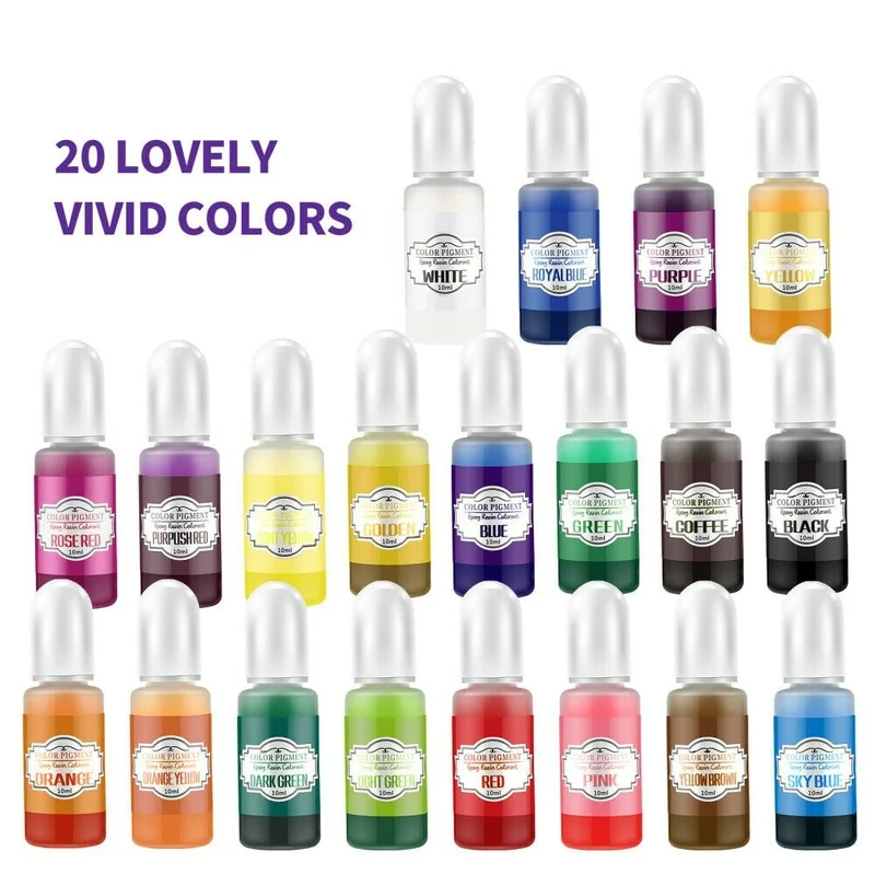 

20 Colors 10ml Epoxy Resin Pigment Liquid Colorant DIY UV Epoxy Resin Mold Candle Soap Dye Liquid Art Kit Jewelry Making Tool