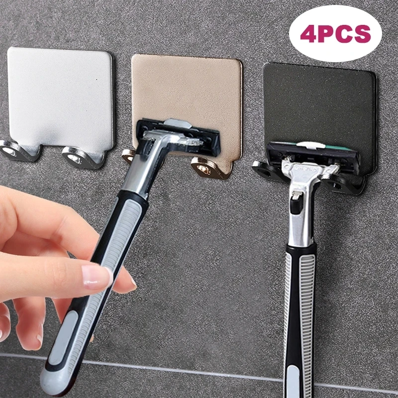 

1/2/3/4pcs Xiaomi Bathroom Razor Holder Storage Hook Men Shaving Shaver Shelf Punch Free Razor Rack Accessories Organization