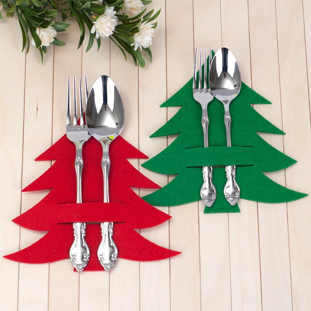 

2022 New Year Xmas 5/10Pcs Utensil Holders Silverware Cutlery Pouch Knifes Forks Bag for Christmas Decoration Home Ornament