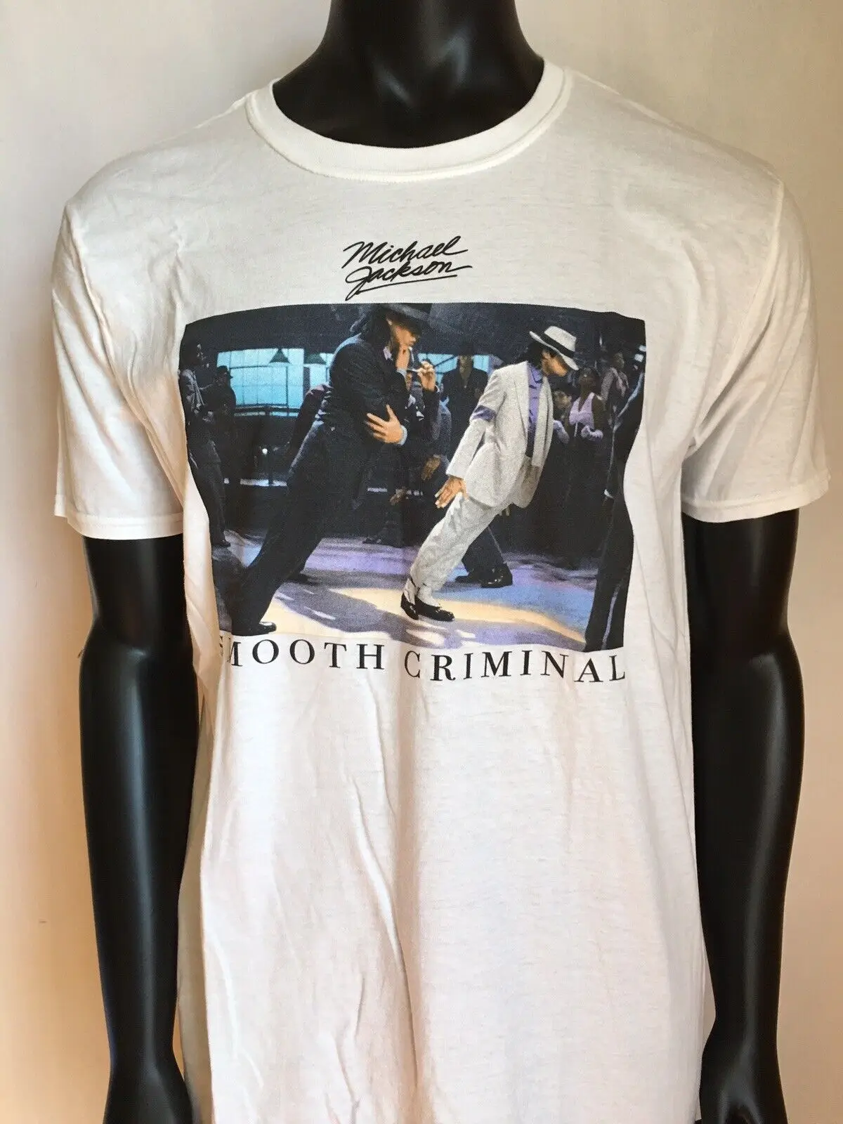 Белый гладкий Графический костюм Майкла Джексона футболка с коротким рукавом A38