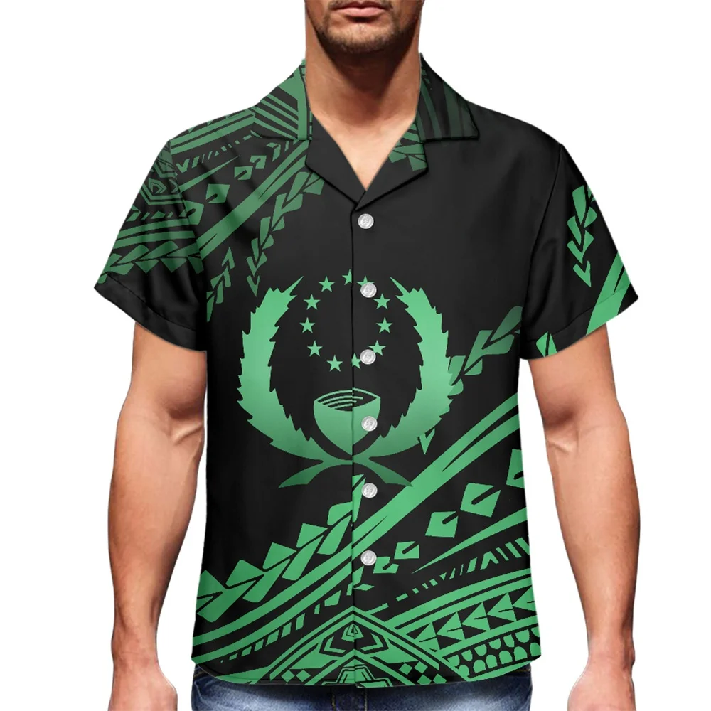 

Personality Button Down Casual Summer Beachwear Loose Aloha Hawaiian Shirts Polynesian Tribal Samoa Pohnpei Islands Print Men