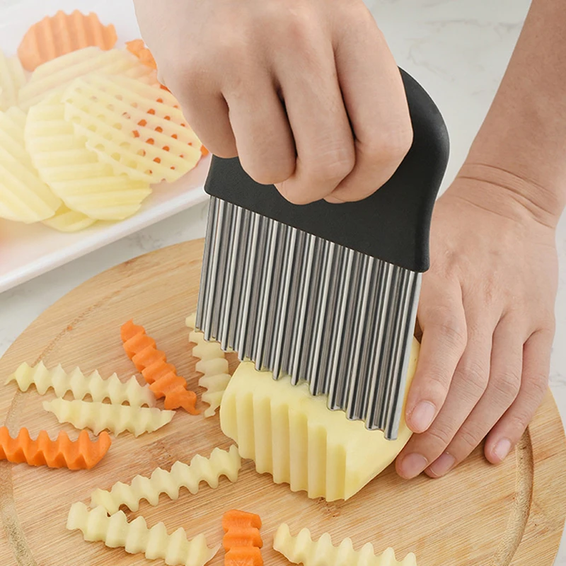 

1X овощерезка для картофеля, кухонный инструмент для французской фри, Овощечистка вырезать тесто, фрукты, овощи, кухонный инструмент, нож, измельчитель, гофрированный волнистый слайсер