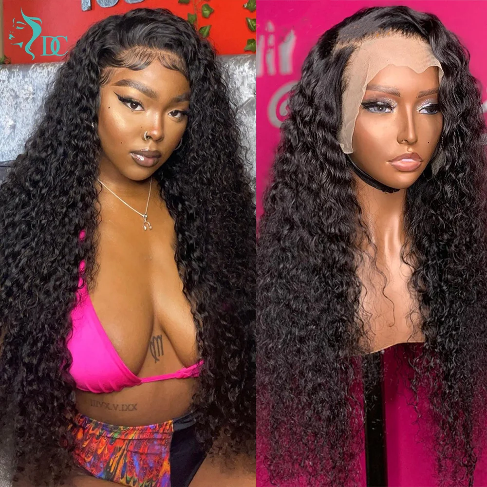 

Deep Wave HD Frontal Wig Human Hair 180 Density 13x4 Curly Lace Front Human Hair Wig Brazilian Closure Deep Curly Human Hair Wig