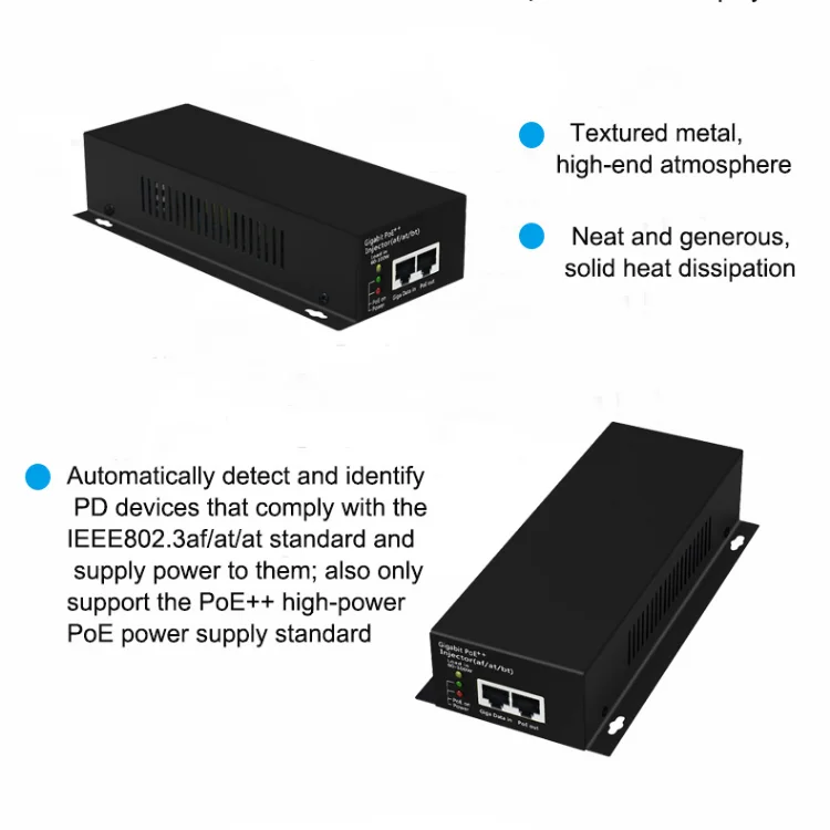 Фото Мощный гигабитный Инжектор POE ++, источник питания 30 Вт/60 Вт/90 Вт (af/at/bt) для IP-камеры №2