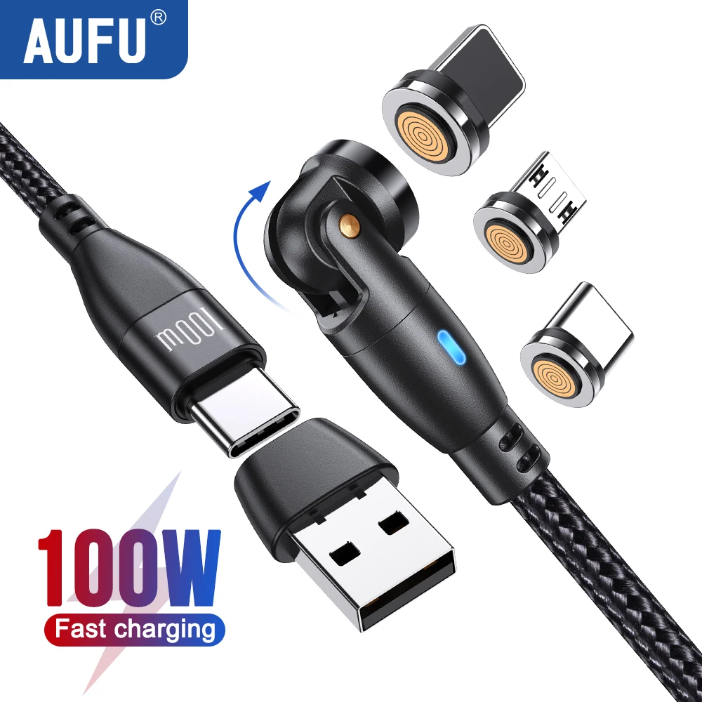 

AUFU 100W Magnetic USB Type C Cable 5A Fast Charging Micro Type C Cable For Macbook Samsung for iPhone Magnet Charger Wire Cord