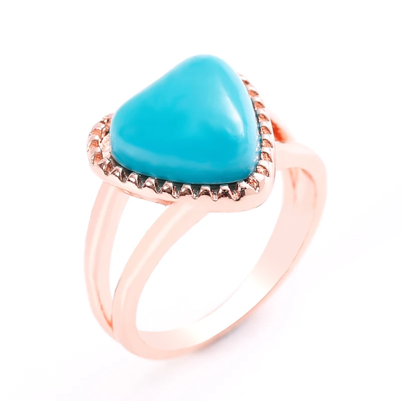 

New Hot Sale Simple Fashion Rose Gold Inlaid Blue Love Ladies Ring Whole Sale Rings Luxury Jewelry Wedding Rings