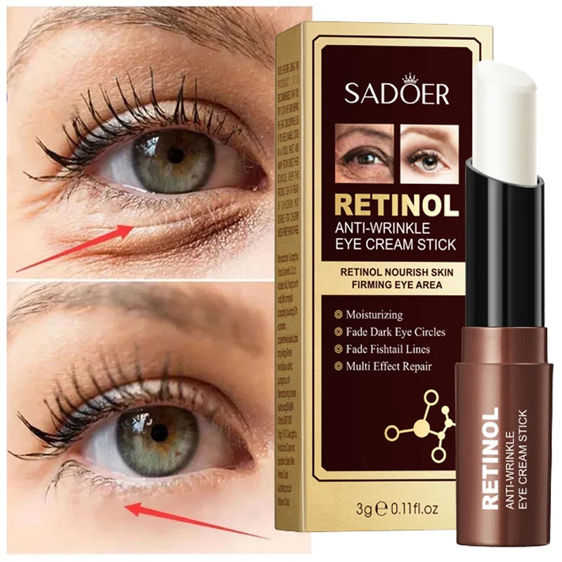 

Retinol Anti Wrinkle Eye Cream Stick Anti Puffiness Remove Fine Bags Fade Line Dark Circles Whiten Moisturizing Skin Care
