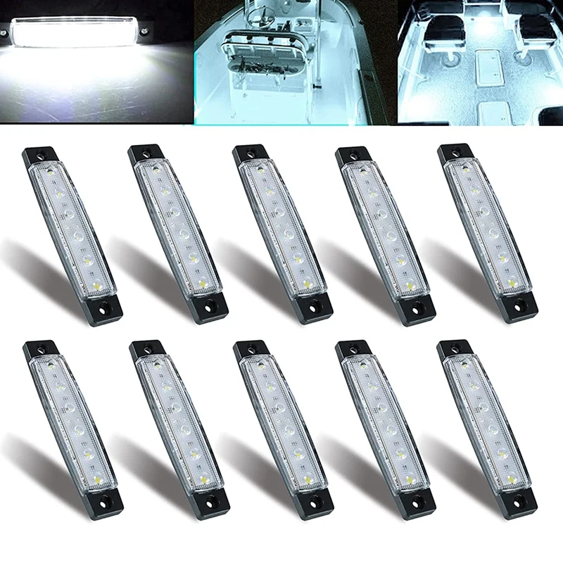 10 Pcs Marine Boat Lights 12V 24V Waterproof Interior Navigation Strip Light Deck Transom Step Cockpit Lighting