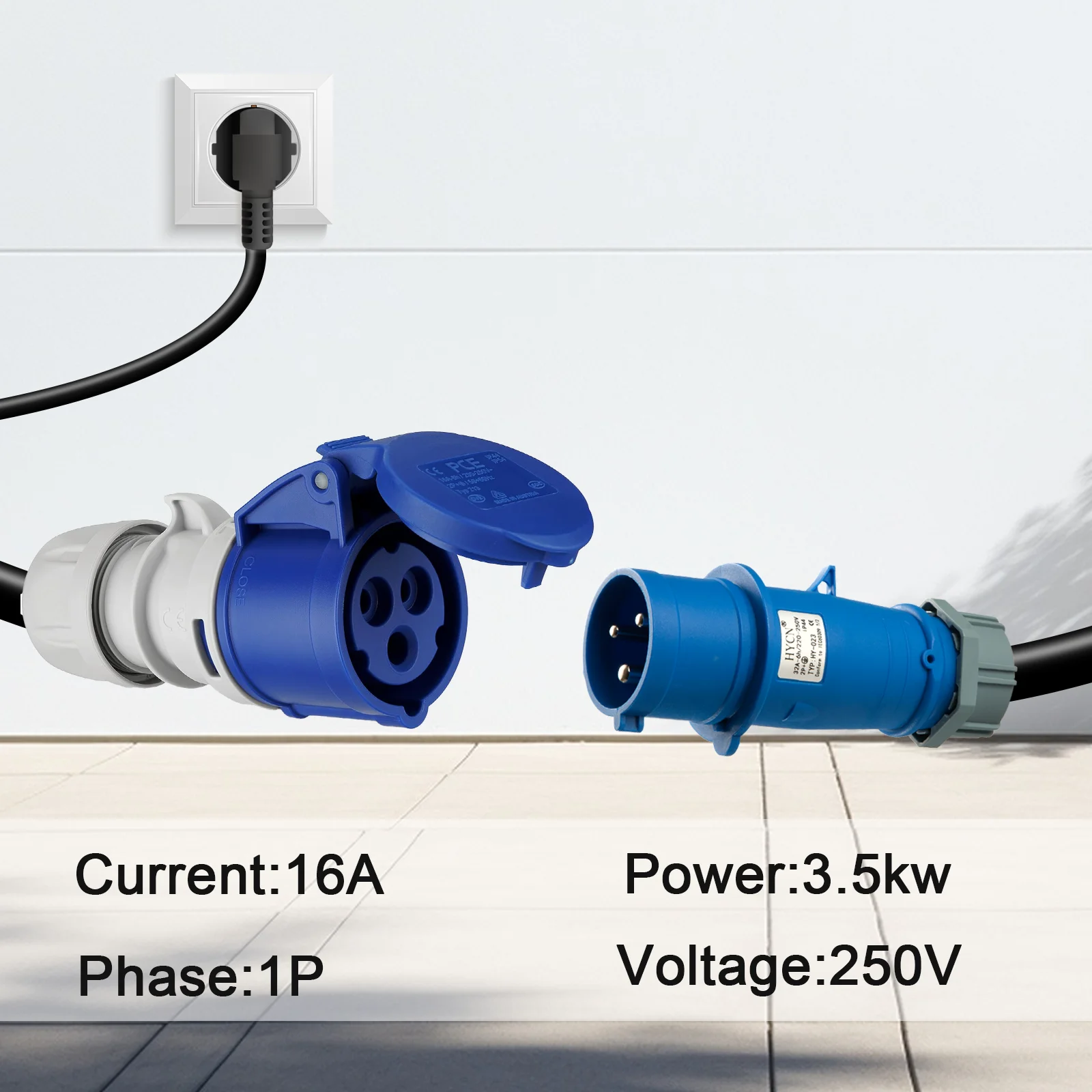Адаптер зарядного устройства для электромобилей GUWIEYG Schuko к Bule CEE подключения