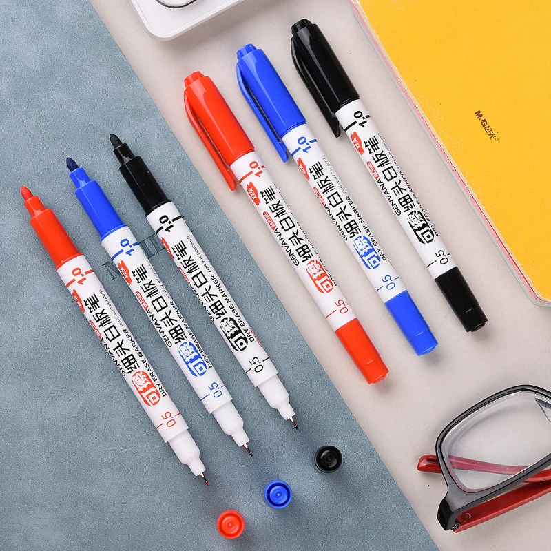0.5 1.0mm ultra fine erasable whiteboard pens for TOEFL GRE writing mini control draft board double headed tipped
