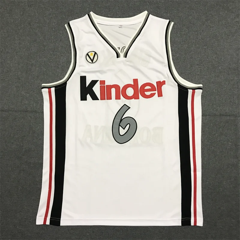 Мужские баскетбольные майки Kinder 6 Ginobili Bologna дешевые высококачественные