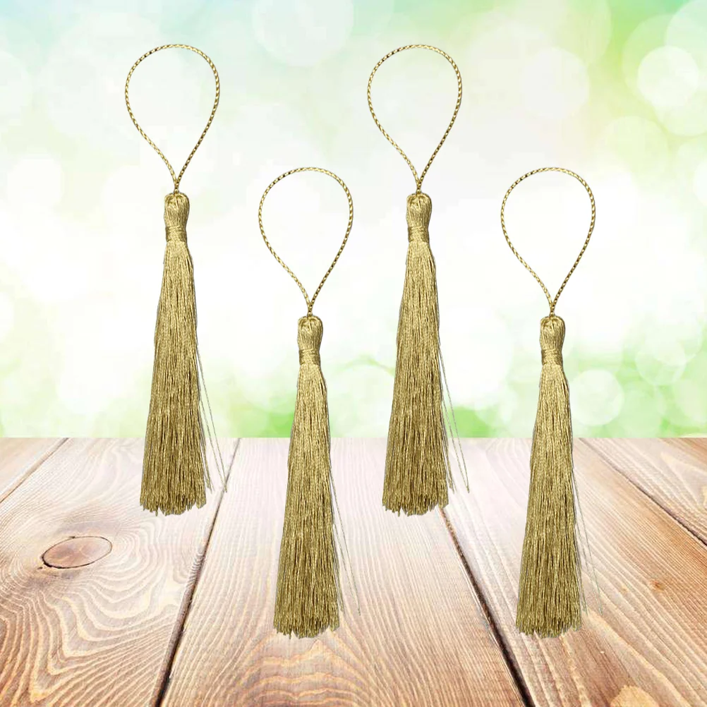 

100pcs about 13cm Charm Tassel Home Curtain Accessories DIY Bookmark Tassel (Gold)