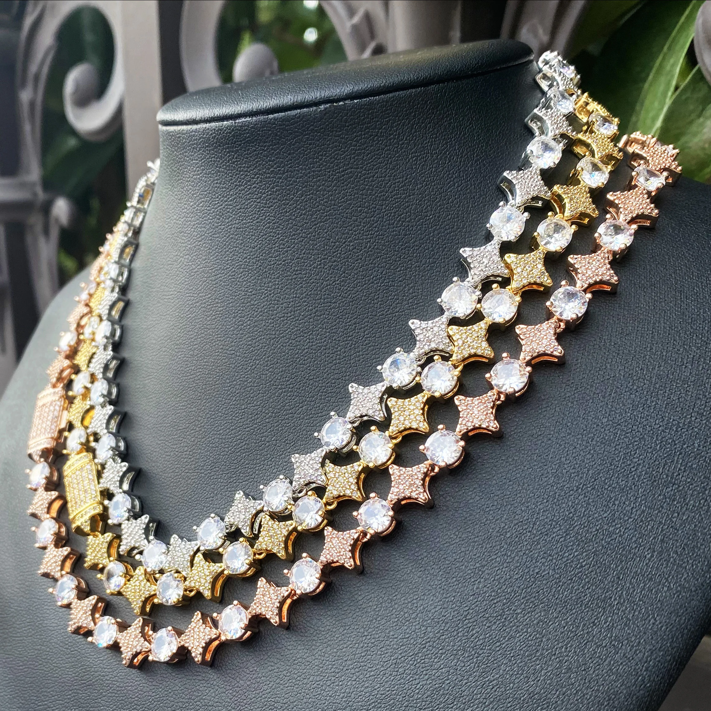 Aokaishen Iced Out ожерелье в горошек со звездой для женщин настоящее позолоченное