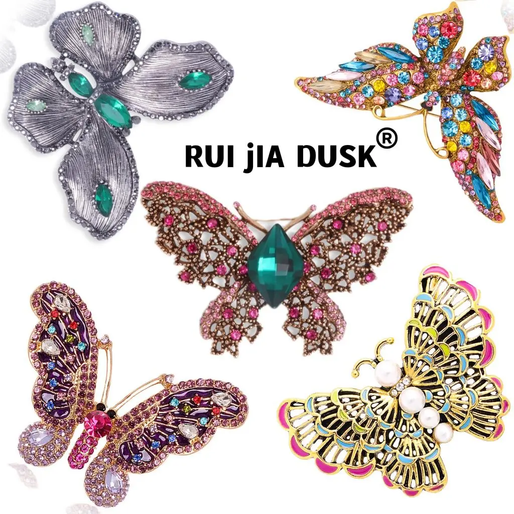 

RUI JIA DUSK Europe and The United States Retro Style Alloy Hollow Butterfly Brooch Female Fashion All-match Jewelry Corsage