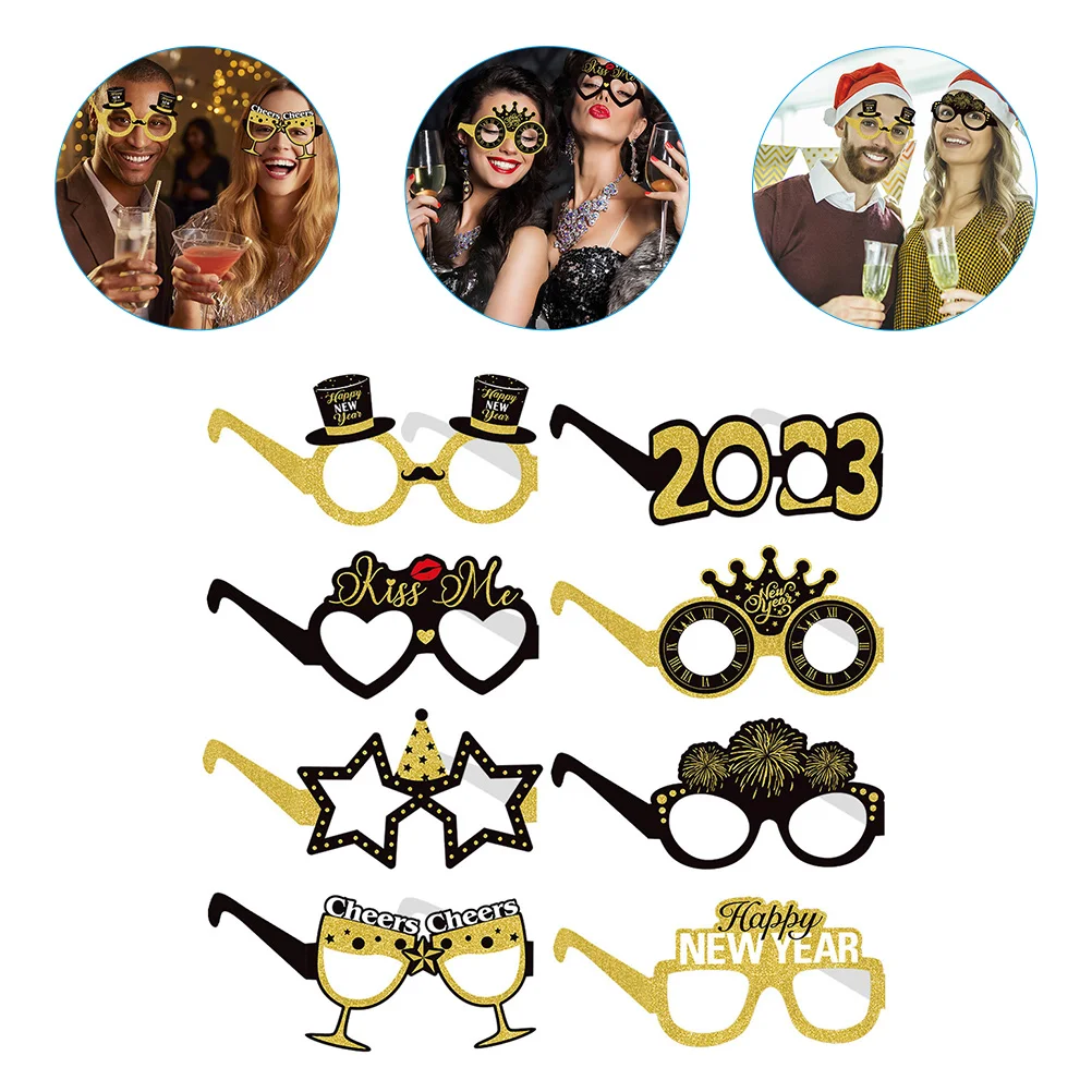 

New Year Glasses Eyeglasses Party Funny Frames Costume Happy Eyewear Accessories Photo Accessory Props Favors Eve Prop Decor