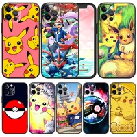 pokemon pikachu cartoon for apple iphone 13 12 mini 11 xs pro max x xr 8 7 6 plus se 2020 5 funda capa black soft phone case
