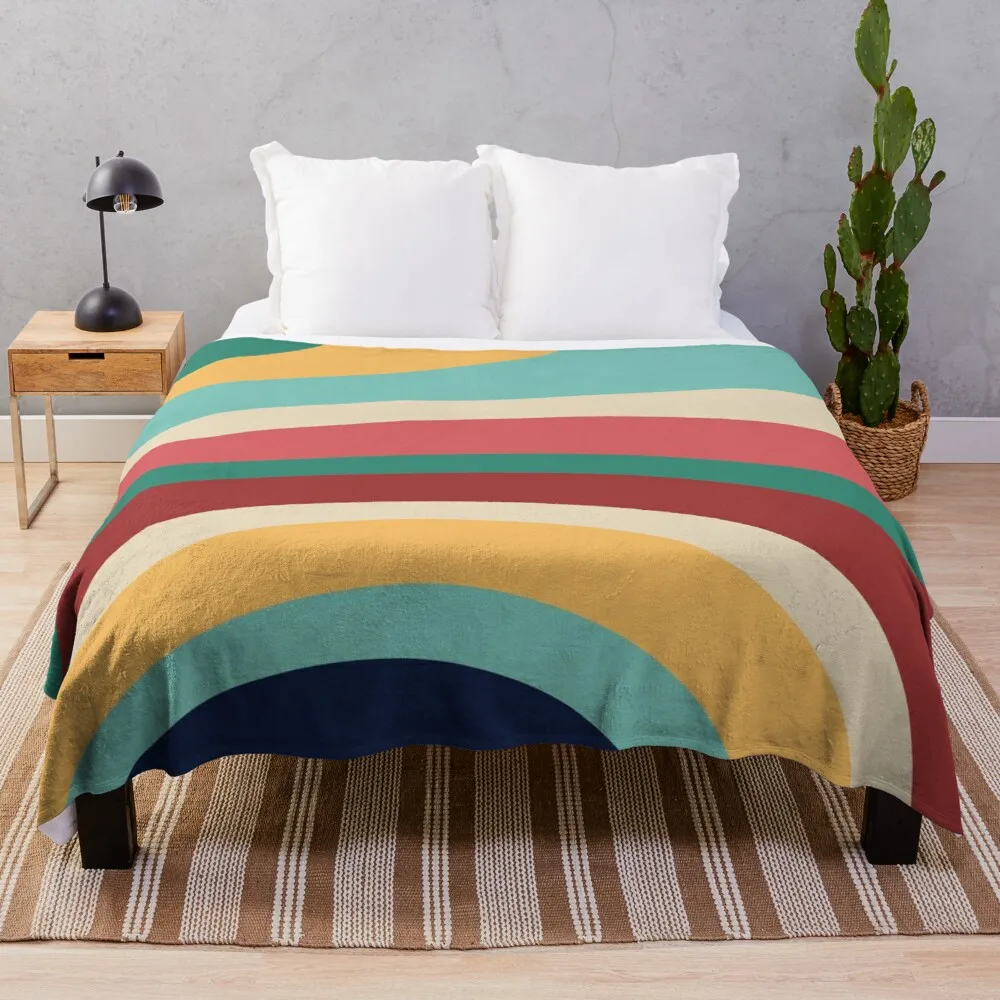 

Копия ретро-принта, абстрактный, веселый, полосатый, красочное художественное одеяло с мехом