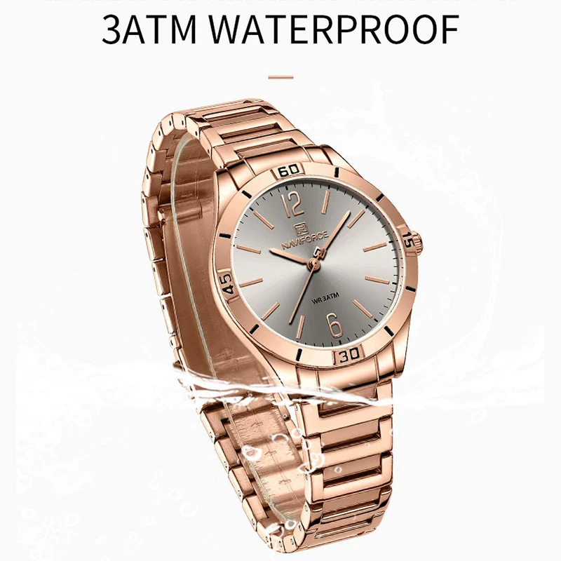 NAVIFORCE Women Watches Stainless Steel Waterproof High Quality Quartz Ladies Watch Personality Wristwatches Relogio Feminino