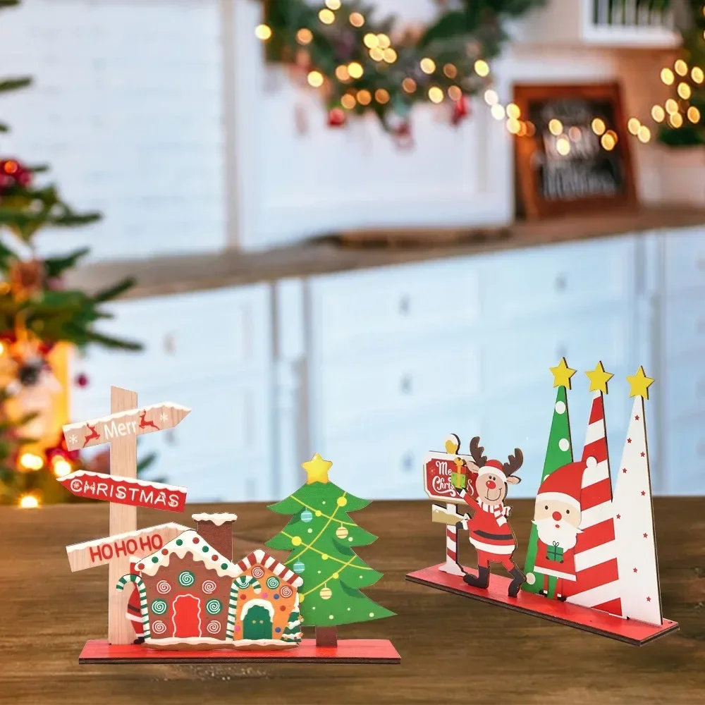 Рождественские деревянные украшения снеговик деревянная табличка Санта-Клаус