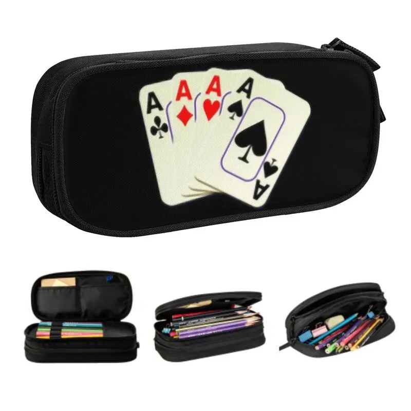 

Custom Ace Of Cards Dress Kawaii Pencil Cases Boy Girl Large Capacity Fashion Poker Card Game Pencil Pouch School Supplies