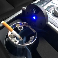 1high quality car ashtray with led light push type auto vehicle cigarette ashtray holder decor with stainless steel liner