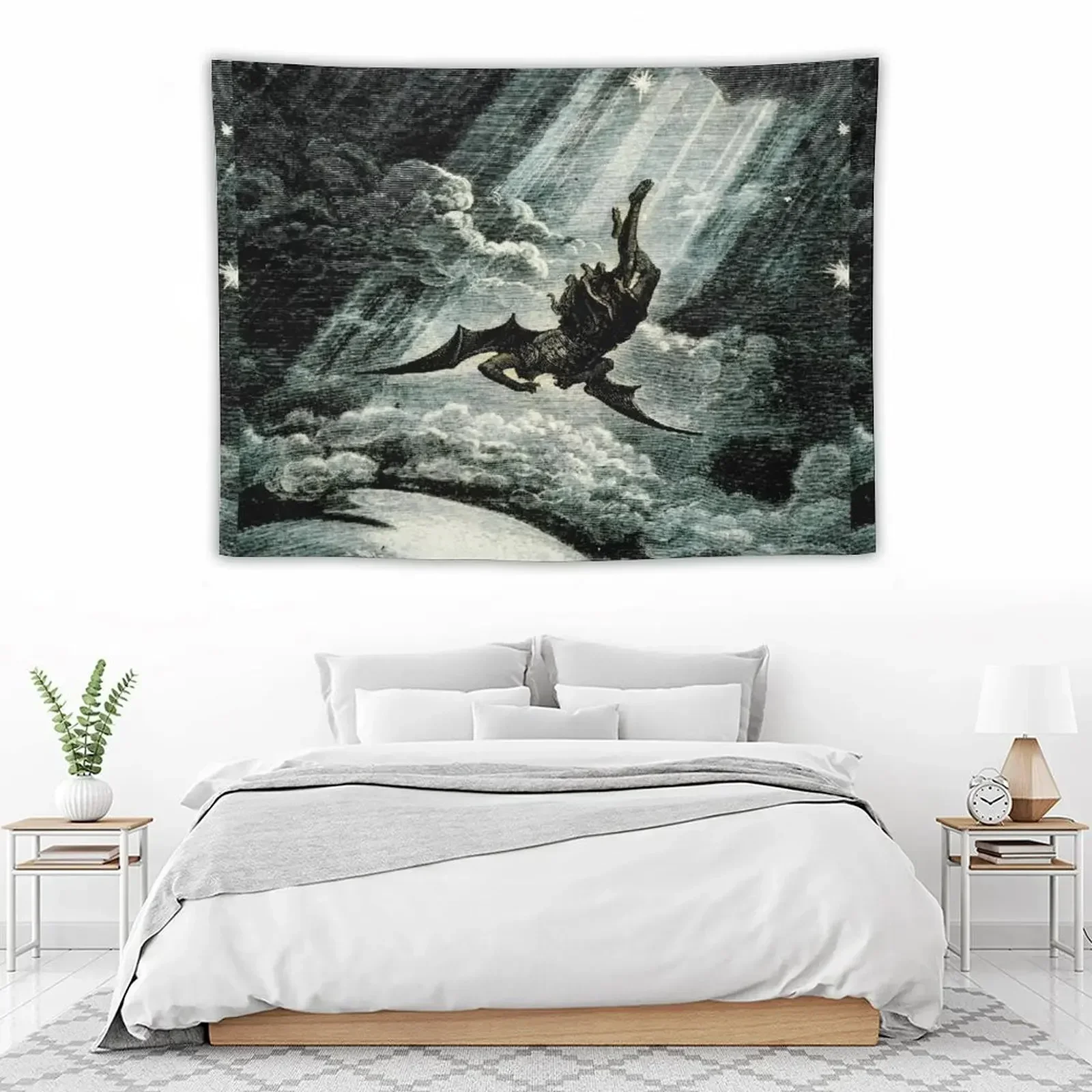 Падающийся ангел-гобелен с гравировкой Gustave Dore забавный настенный декор милые