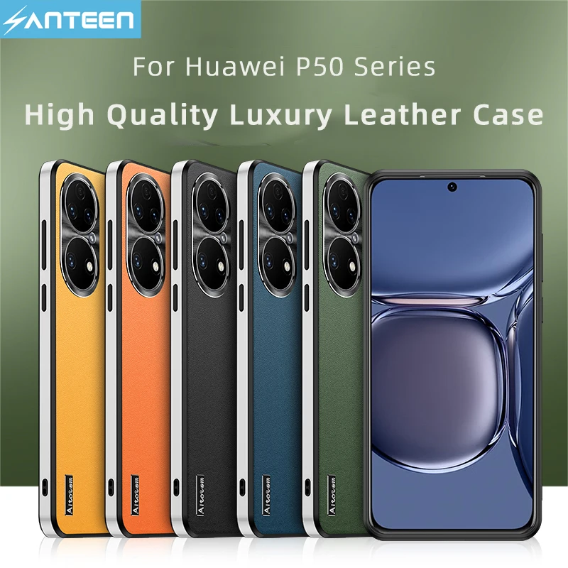 

Anteen Luxury Leather Case for Huawei P50 P40 Pro Shell Starlight Series Camera Protective Plating PU Shockproof Soft Cover