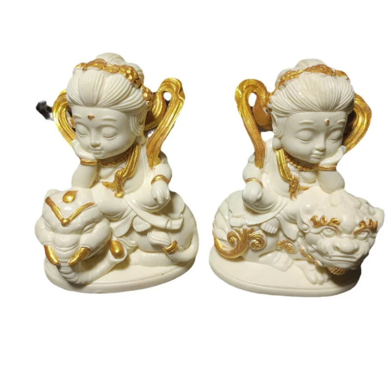 Резьба по ореху цвета слоновой костиQВерсия Puxian Bodhisattva Manshu Украшение автомобиля