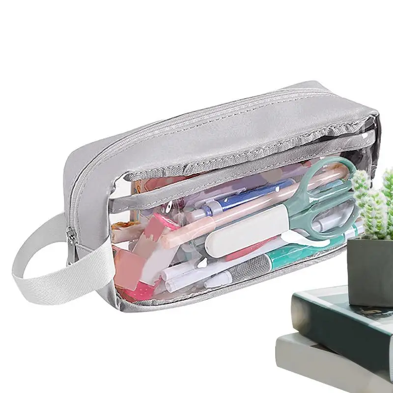 

Large Capacity Pencil Pouch Bag Organizer Case For Stationery Transparent Make Up Cosmetic Bag For Data Cables Accessories
