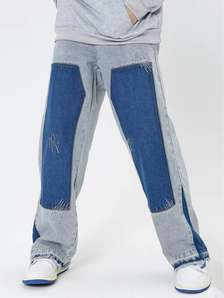 Blue Baggy Jeans Men Slim Fashion Casual Straight Jeans Men Streetwear Hip Hop Cargo Denim Pants Mens Trousers Large Size Denim