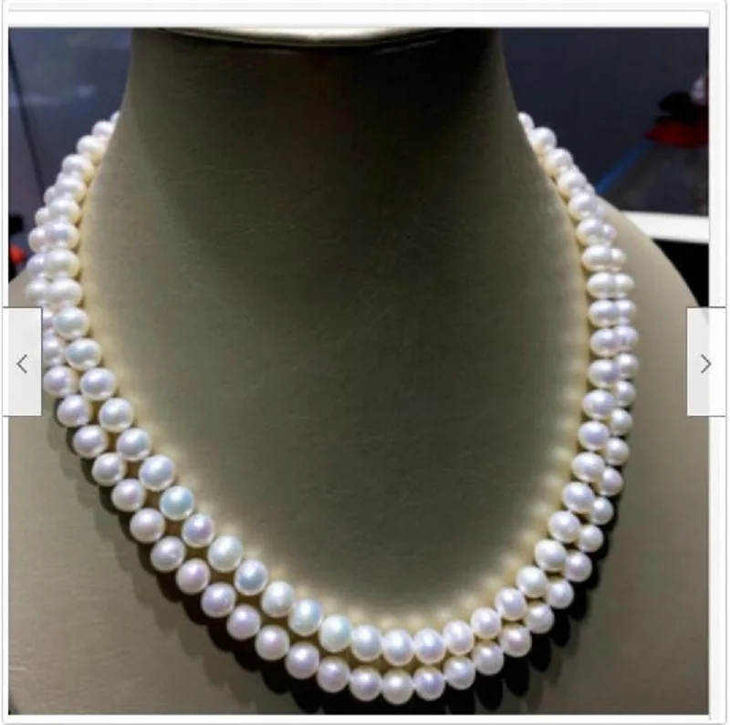 

20 inch Double strands AAAA 7-8mm natural Akoya white pearl necklace