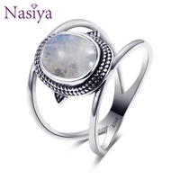 nasiya newest luxury oval natural moonstone rings for men women fashion jewelry gemstone rings party gift