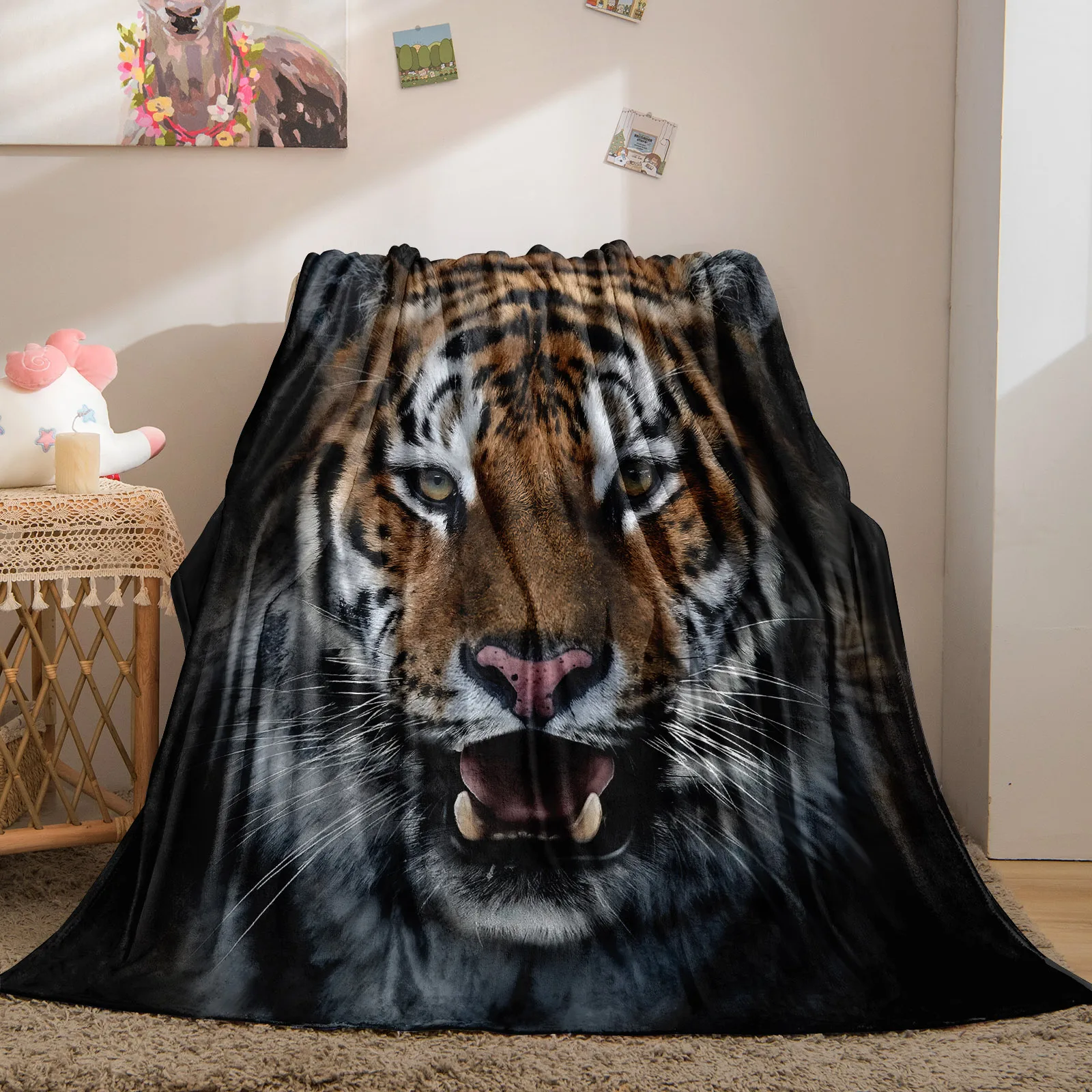 

Одеяло с изображением животных, легкий теплый ботанический плед с тигром, мягкое теплое покрывало для кровати и дивана