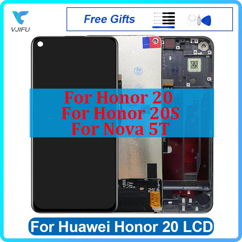 

ЖК-дисплей 6,26 дюйма для Huawei Honor 20, сенсорный экран для Huawei Nova 5T, YAL-L21 YAL-AL00, дигитайзер в сборе, замена