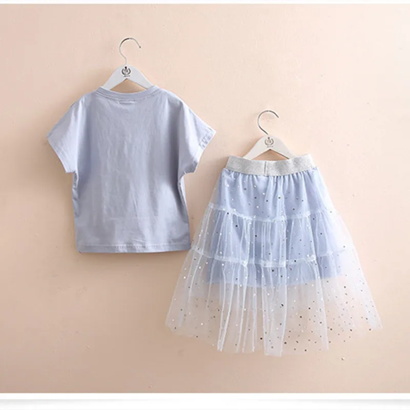 Детский комплект из 2 предметов кружевная Лоскутная футболка с коротким рукавом