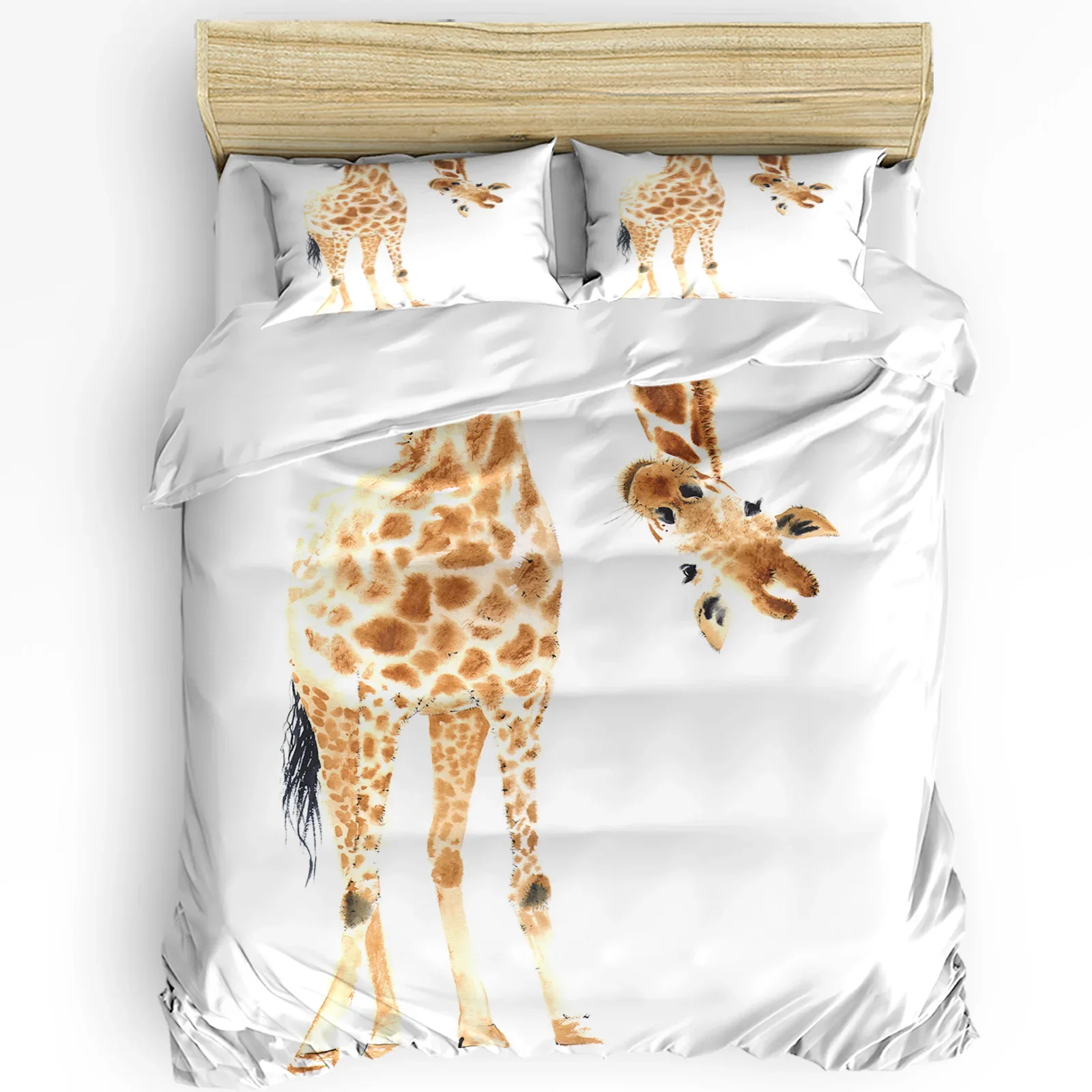 

3pcs Bedding Set Fun Giraffe Animal White Home Textile Duvet Cover Pillow Case Boy Kid Teen Girl Bedding Covers Set