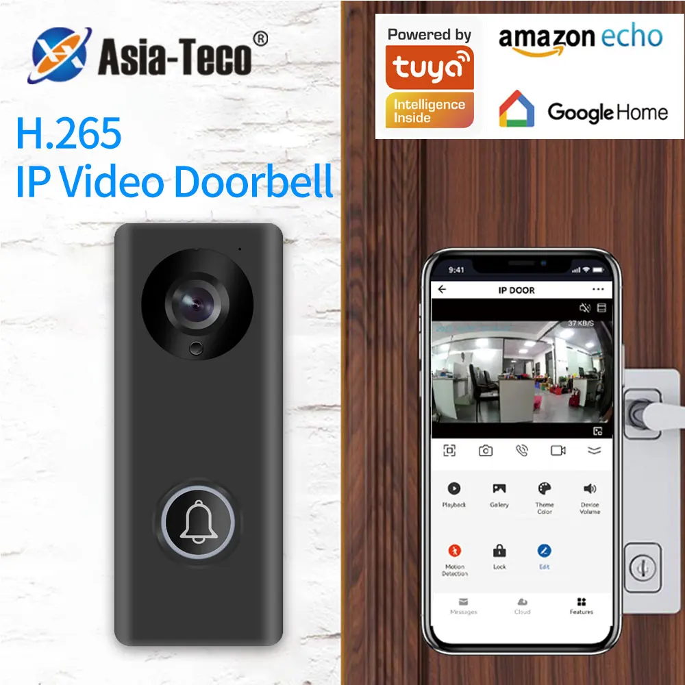 Tuya Smart App Wifi Wireless IP Video Door Phone HD Camera Doorbell Intercom System Support Electronic Lock Remote Unlock Module