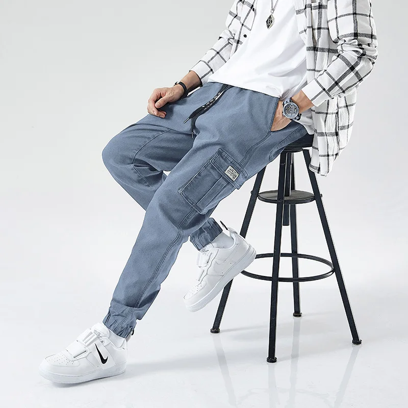 

Plus Size Jeans Men Streetwear Joggers Baggy Cargo Pants Men Ankle-length Denim Trousers