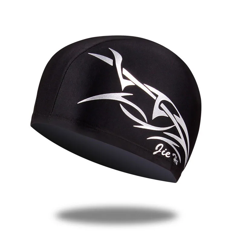 New Adults Swimming Caps Simpleness Cloth Printing Men Waterproof Swim Pool Cap Ear Protect Large Diving Hat |