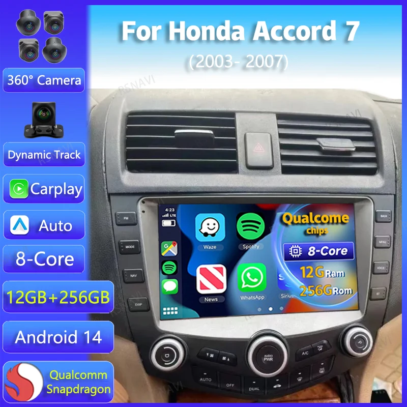Android 14 для Honda Accord 7 2003 2004 2005 2006 2007 Автомобильный радиоприемник с навигацией
