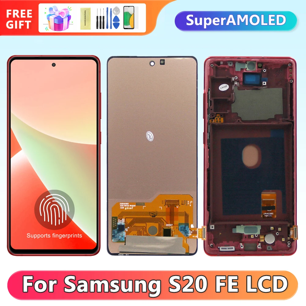 

Super AMOLED S20 FE Screen, for Samsung Galaxy S20 Fan Edition G780 Lcd Display Touch Screen Digitizer with Frame Replacement