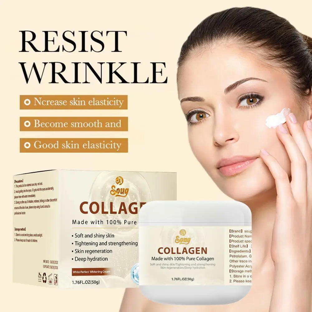 

50/100g Collagen Wrinkle Removal Cream Fade Fine Lines Improve Puffiness Anti-aging Care Tighten Lifting Firming Moisturizi K5Q2