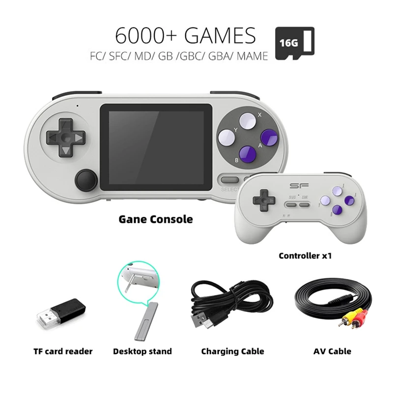 

1Set SF2000 Handheld Game Console+Handle Built-In 6000 Games Classic Mini 3 Inch Video Game Consoles Support AV Output