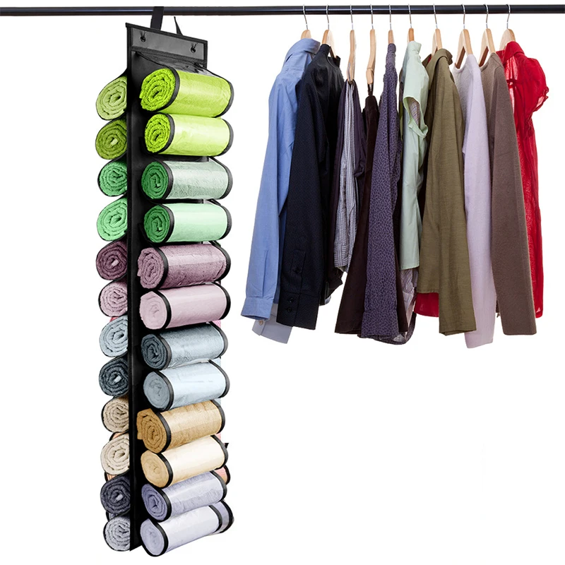 

24 Roll Yoga Legging Storage Bag Clothes Pants T-Shirt Hanging Storage Organizer Towel Shoes Hat Underwear Closets Hanger Holder