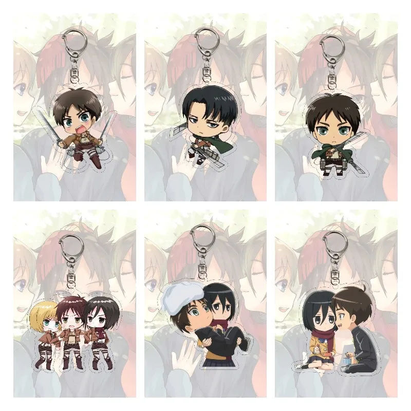 

6CM Anime Attack On Titan Figure Eren Jaeger Erwin Smith Levi·Ackerman Cosplay Acrylic Keychains Bag Pendant Decorate Fans Gifts