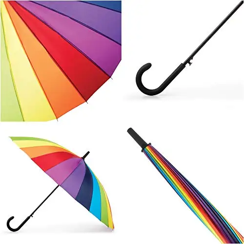 

Auto-Open 24 Rib Stick Umbrella Rainbow A44 - 9514 Waterproof Windproof Parasol Bussiness Male Folding