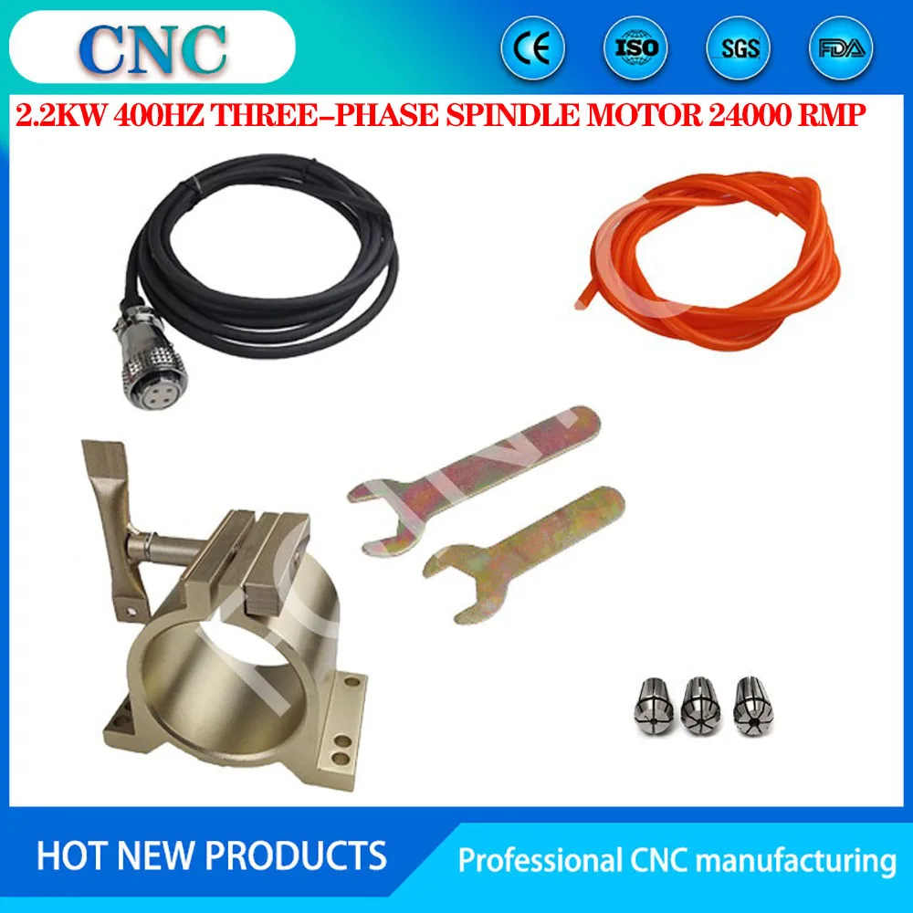 AC220v / 380v 2.2kw мотор шпинделя гравировки ЧПУ φ80MM ER20 24000 об/мин дизельный двигатель с
