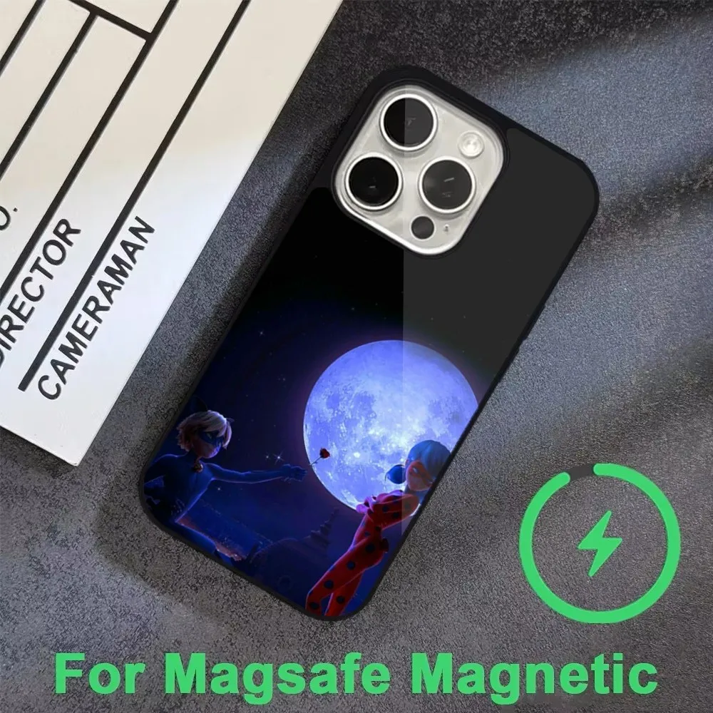M-Miraculous Noir-L-Ladybug-s Phone Case For iPhone 16 15 14 13 12 11 Pro Max Plus Mini Magsafe Magnetic Wireless Charging