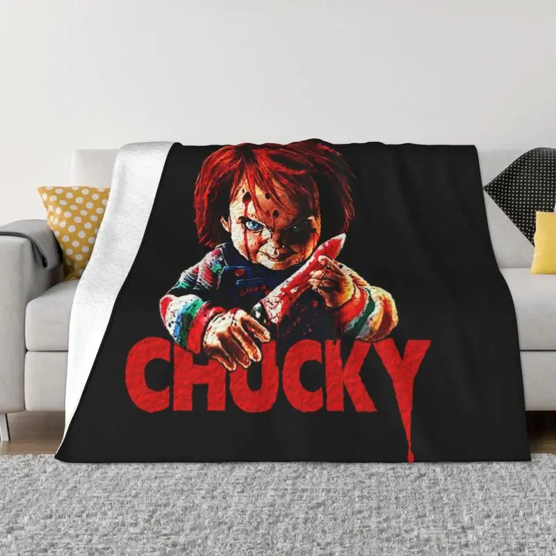 

Chucky Killer Horror Halloween Blanket Flannel Fleece Warm Child's Play Movie Throw Blankets for Home Bedroom Couch Bedspreads